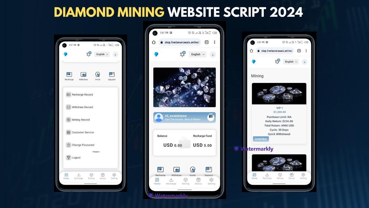 Diamond Mining Website Script 2024 - Mining App